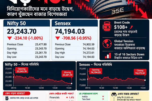 Sensex Nifty Stock Market Fall ,700 পয়েন্টের বেশি পড়ল Sensex